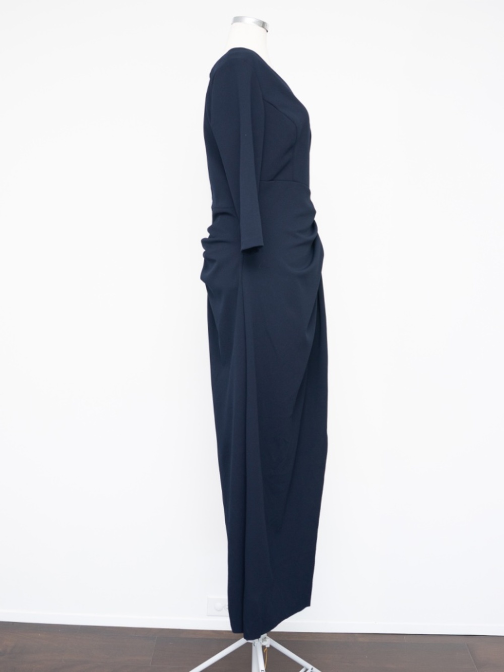 XSCAPE - Asymmetric Neck Ruched Side Drape Gown with Slit‎ - Picture 6 of 13